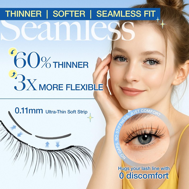 LASHVIEW Magnetic Eyelashes with Applicator Upgrade Soft Magnetic Eyelashes Natural Look Reusable No Glue or Eyeliner Needed Easy to Wear and Remove (RC01)