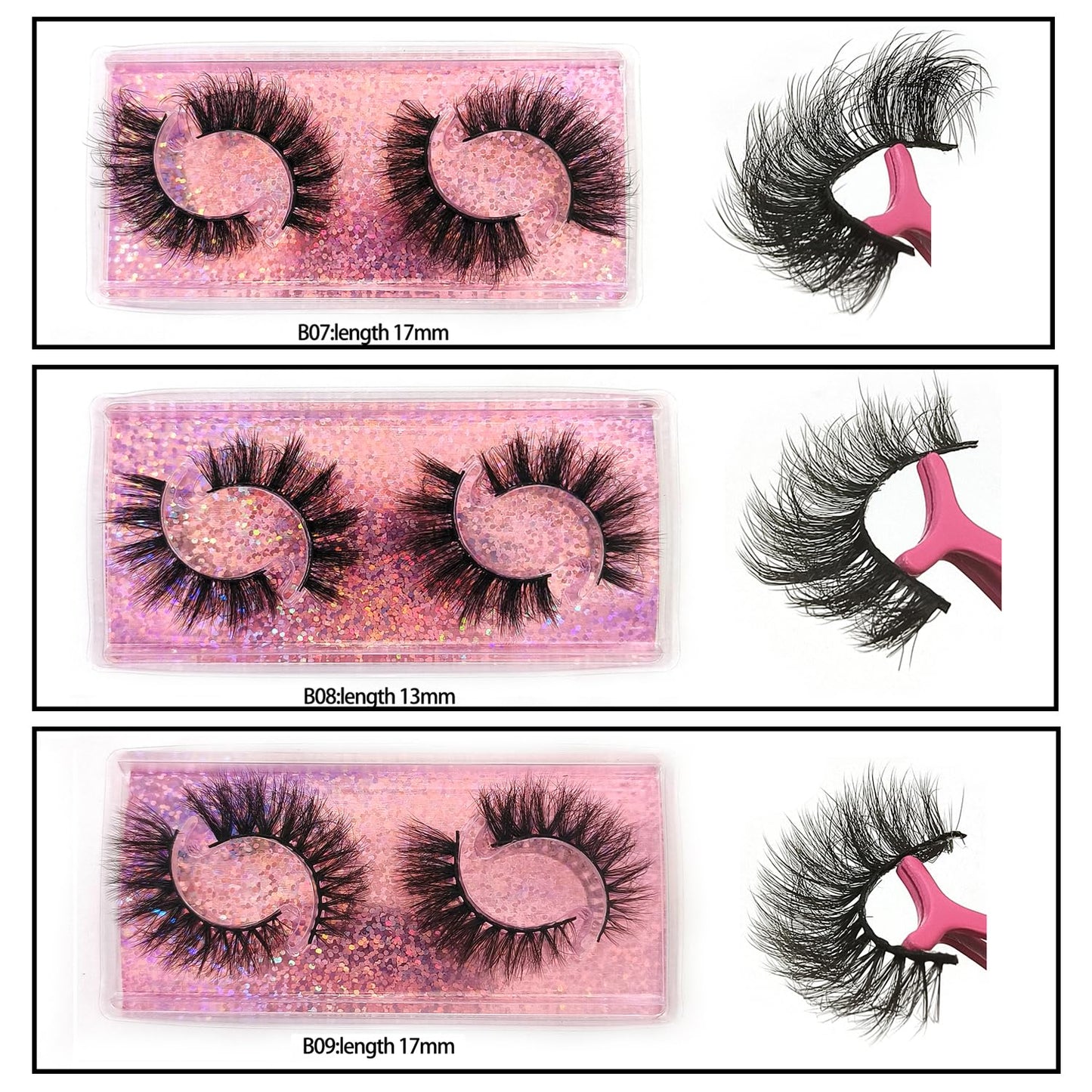 Fluffy False Eyelashes - 12-15mm Natural Look Faux Mink Lashes | 60 Pairs in 10 Styles
