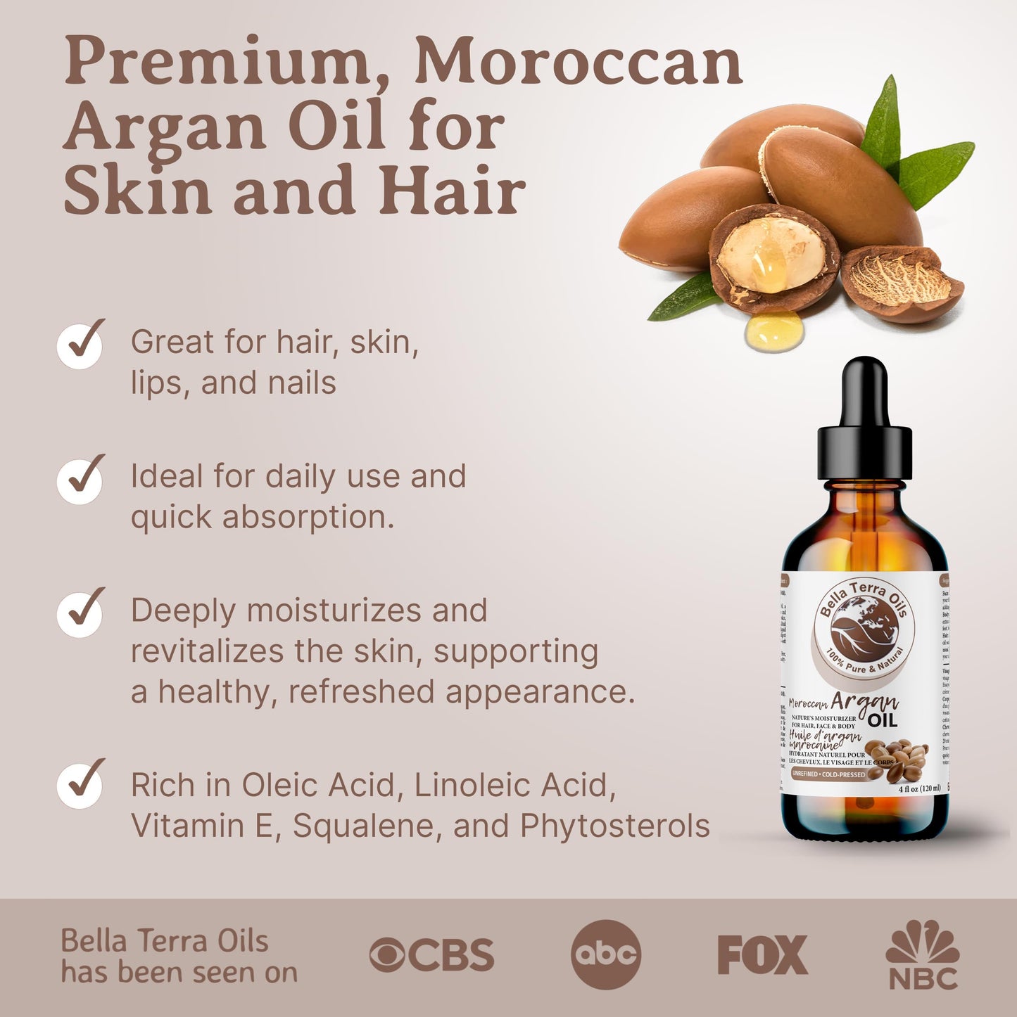 Bella Terra Oils - Argan Oil 16oz - Unrefined & Pure, Unlock the Magic of Moroccan Argan, Immerse in Natural Hair & Skin Nourishment