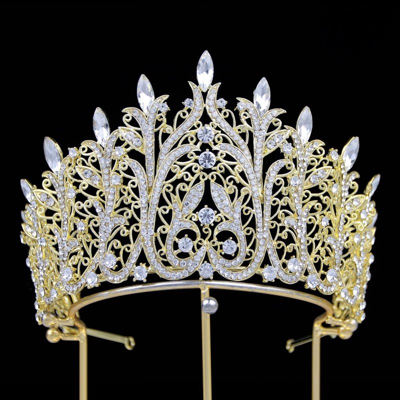 Gold Tiara for Women Large Rhinestone Crown for Pageant, Wedding, Quinceanera, Birthday, Prom, Homecoming, Costume