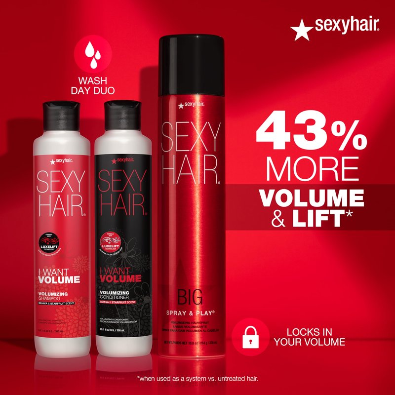 SexyHair I WANT VOLUME Shampoo, 10.1oz | 10% More Volume | Lightweight Formula | All Hair Types