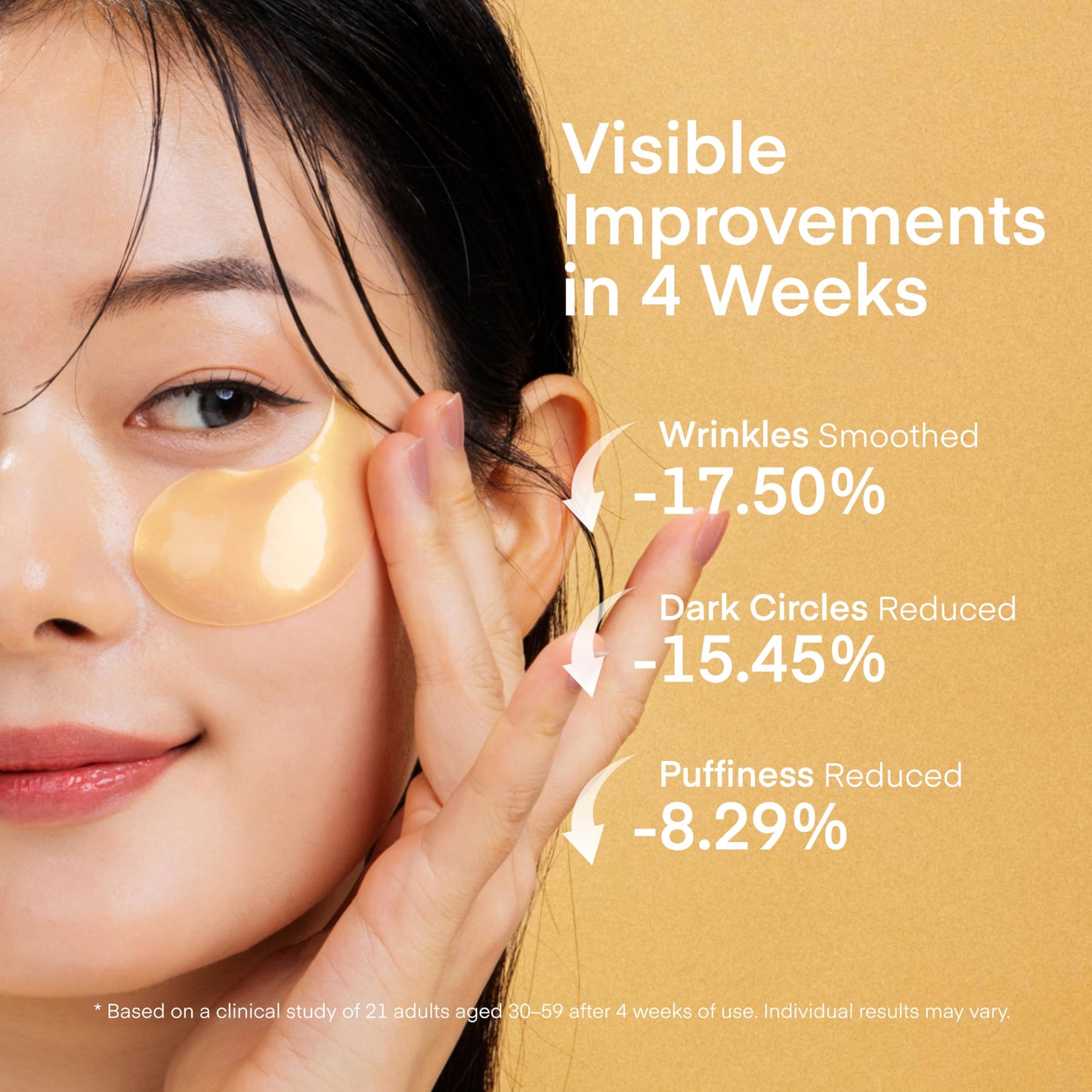 TEREZ & HONOR 24K Gold Retinol Wrinkle Smoothing Eye Patches - 60 Korean Hydrogel Eye Masks with Collagen Peptide for Fine Lines, Dark Circles, Puffy Eyes & Bags - Self Care, Gifts, Fragrance-Free
