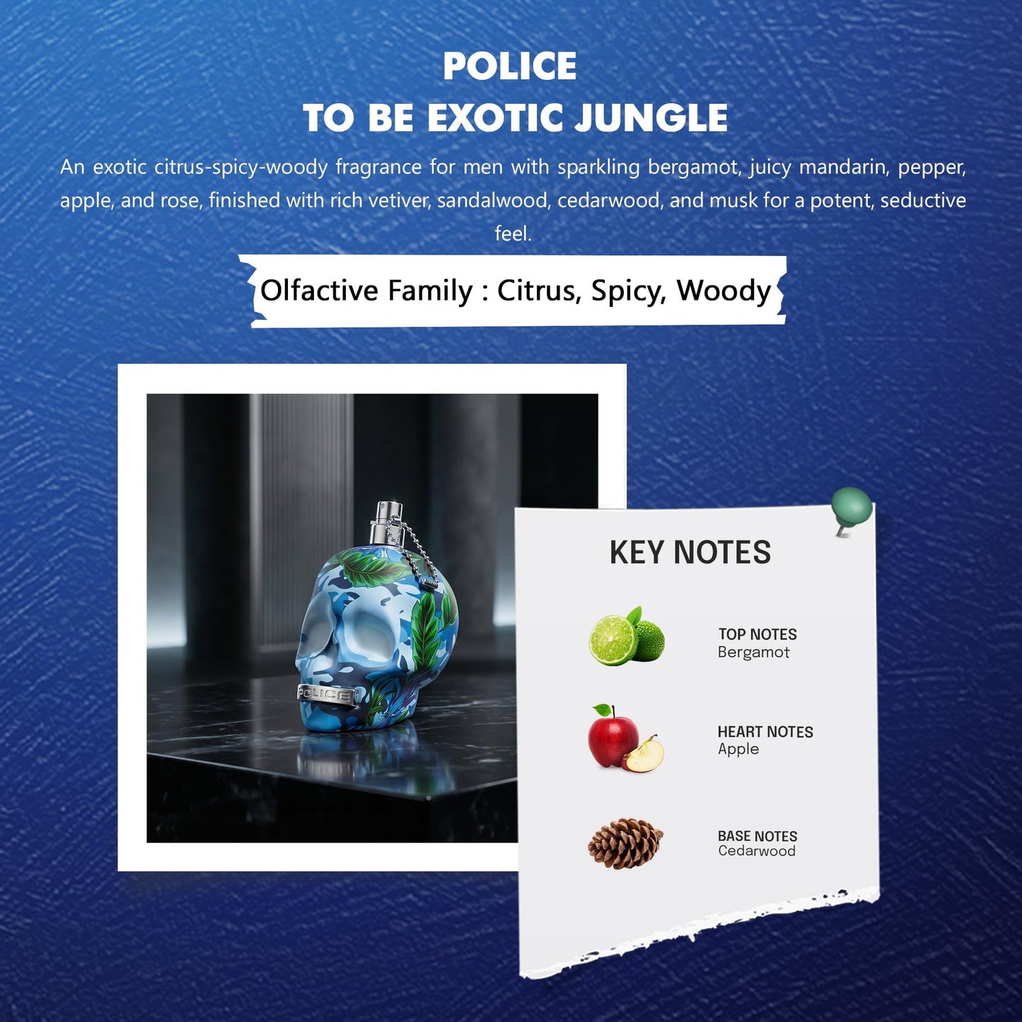 To Be Exotic Jungle For Man By Police - Fragrance For Men - Sparkling Bergamot And Juicy Mandarin - Turns Into A Smooth Wave Of Seduction - Rich Woodiness Of Vetiver And Cedarwood - 4.2 Oz EDT Spray