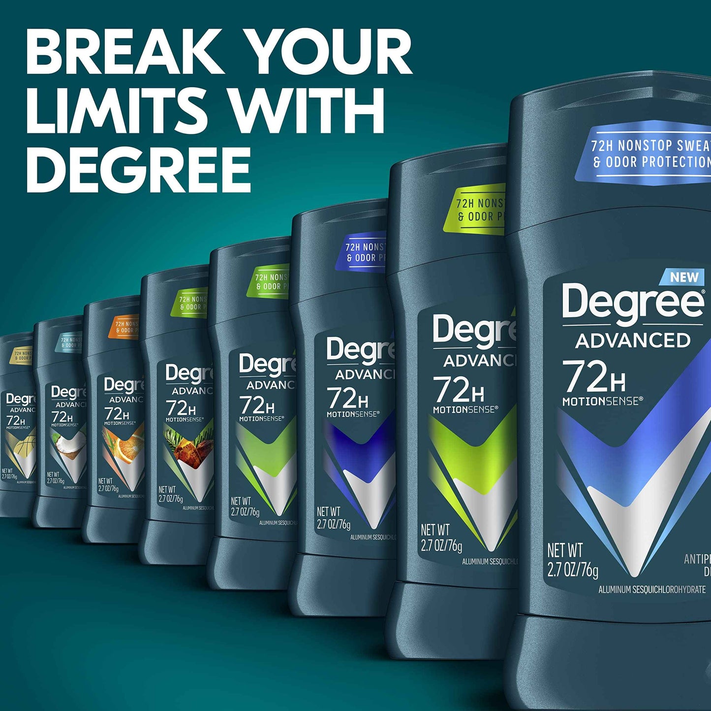 Degree Men Advanced Protection Antiperspirant Deodorant Cool Rush 4 count 72-Hour Sweat and Odor Protection Antiperspirant For Men With MotionSense Technology 2.7 oz
