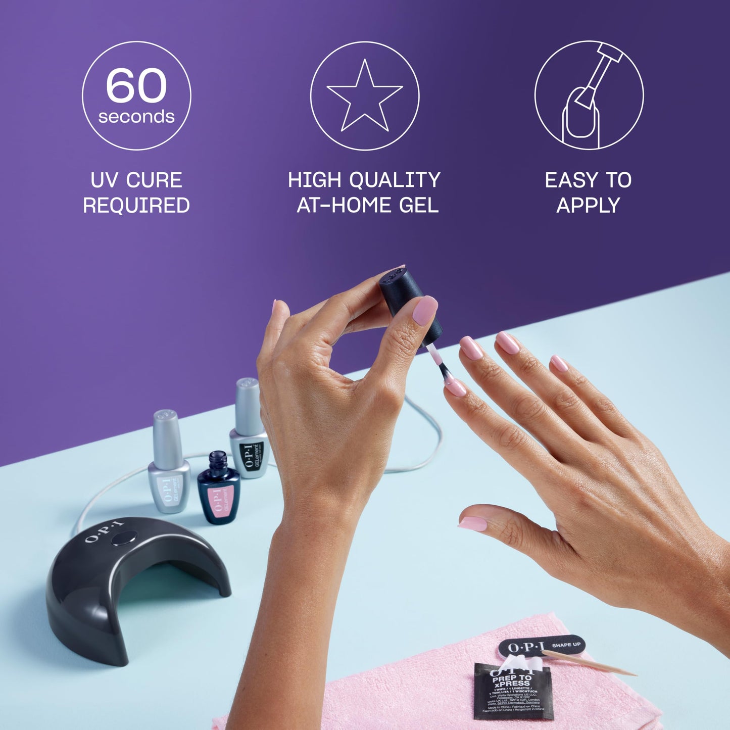 OPI GELement Pompeii Me in Nails | Opaque Cool Bright Purple Crème LED Cure Gel Nail Polish | DIY Salon Quality Gel Manicure | Vegan Formula, Durable Wear with High Shine Finish | 0.3 Fl Oz.