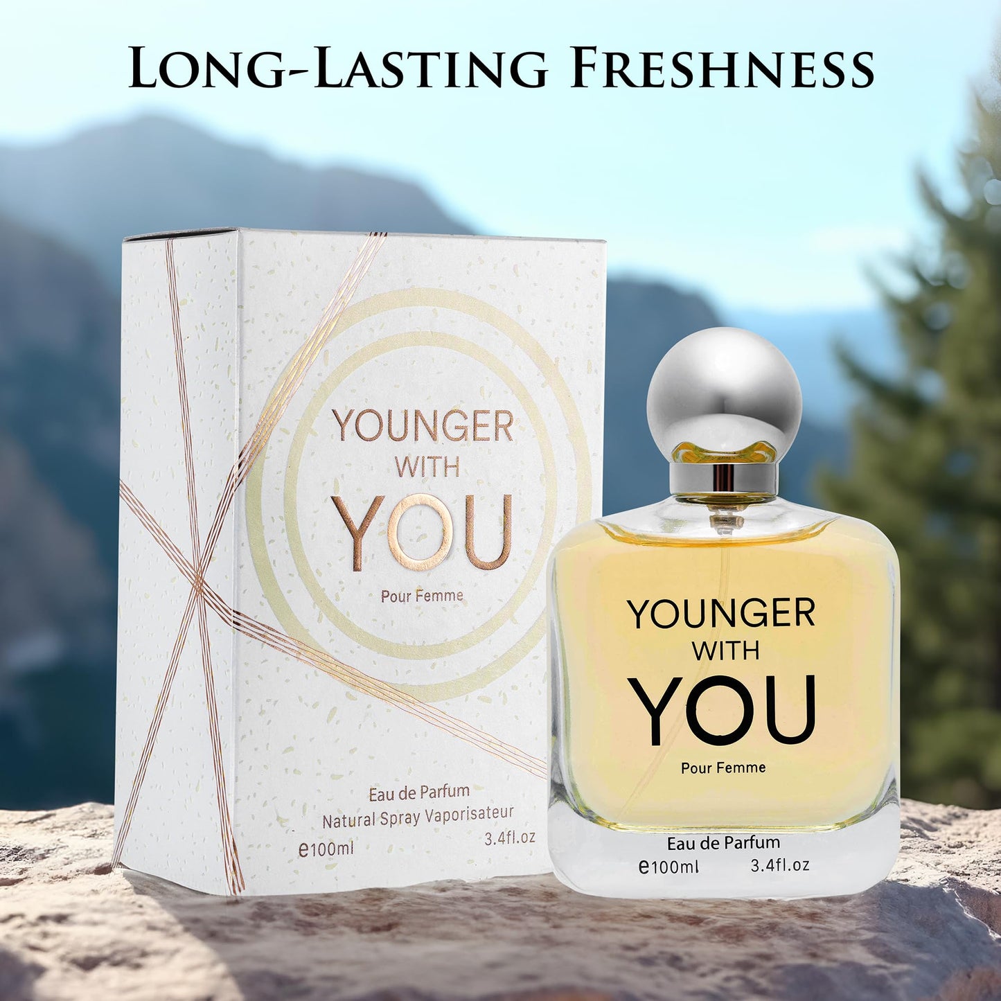 Younger With You for Women Eau De Parfum – Floral & Fruity Scent – Rose & Vanilla Base – Raspberry & Neroli Top – Natural, Mild, Paraben-Free, Vegan & Cruelty-Free – Elegant 100ml Bottle