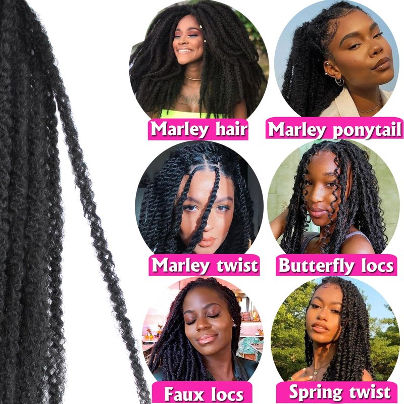 Marley Twist Braiding Hair 18 Inch Marley Hair 8 Packs Kinky Twist Hair Extensions for Afro Kinky Curly Braiding Soft and Natural Crochet Hair (18 Inch 8packs,1b/4/30)