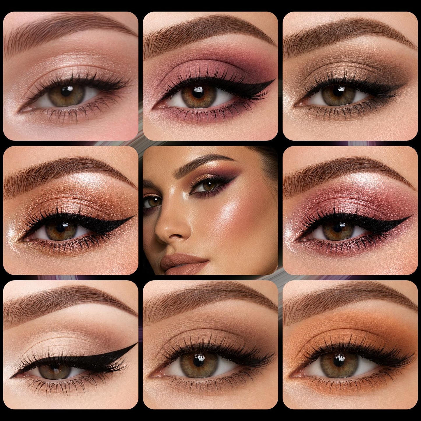 UCANBE Baked Eyeshadow & Blush Palette, High Pigmented Blendable Matte Shimmer Rose Pink Eye Shadow & Cheek Makeup Palette, Rotating Compact Design Makeup Gift, 02 Whispered Rose