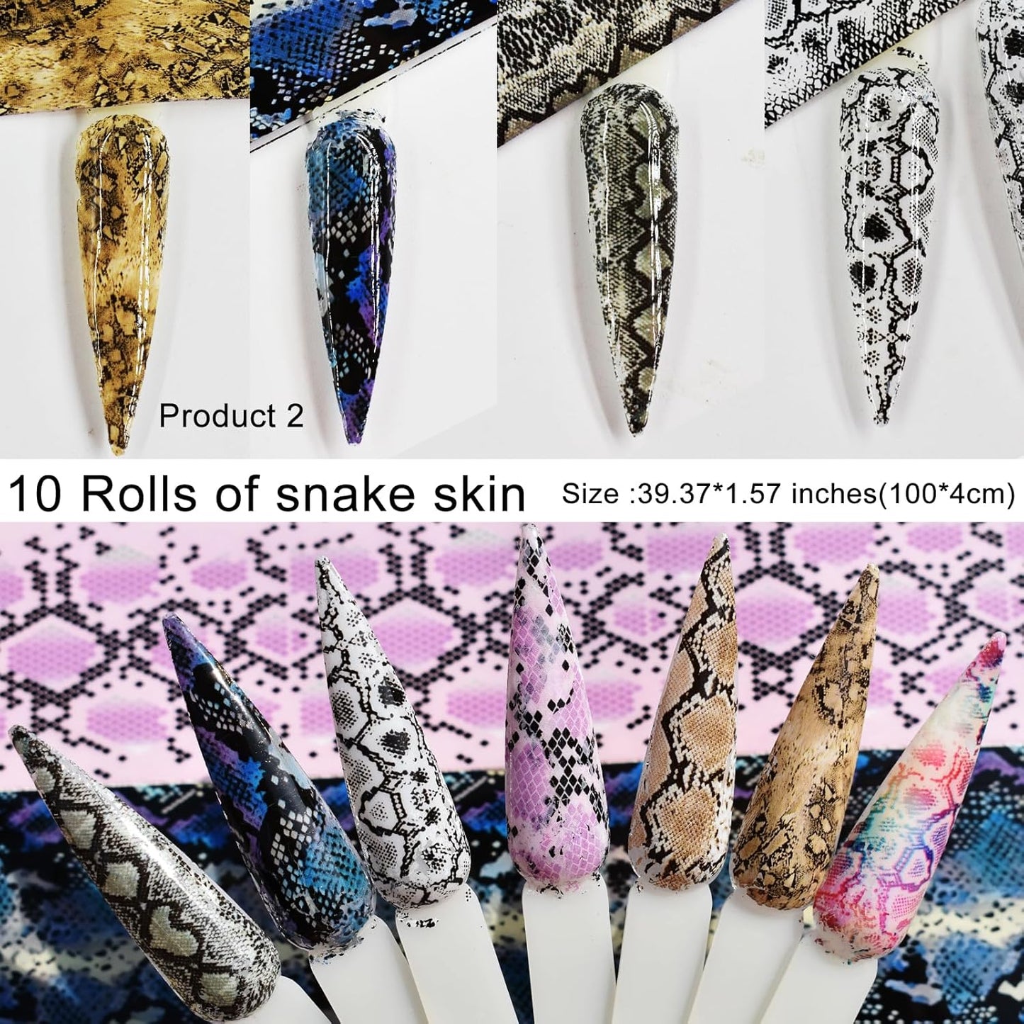 Nail Art Transfer Foils Set - 40 Rolls of Floral, Leopard, Snake Skin & Butterfly Patterns | Nail Foil Adhesive Decals