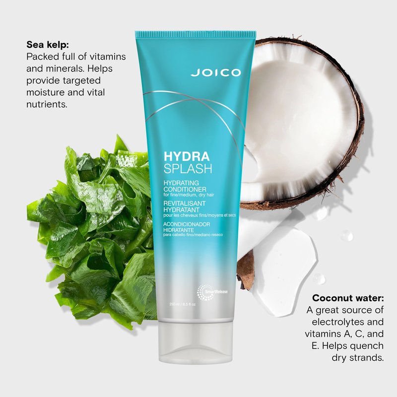 Joico HydraSplash Hydrating Conditioner | For Fine, Medium, Dry Hair | Replenish Moisture | Add Hydration & Softness | With Sea Kelp & Coconut Water | 8.5 Fl Oz
