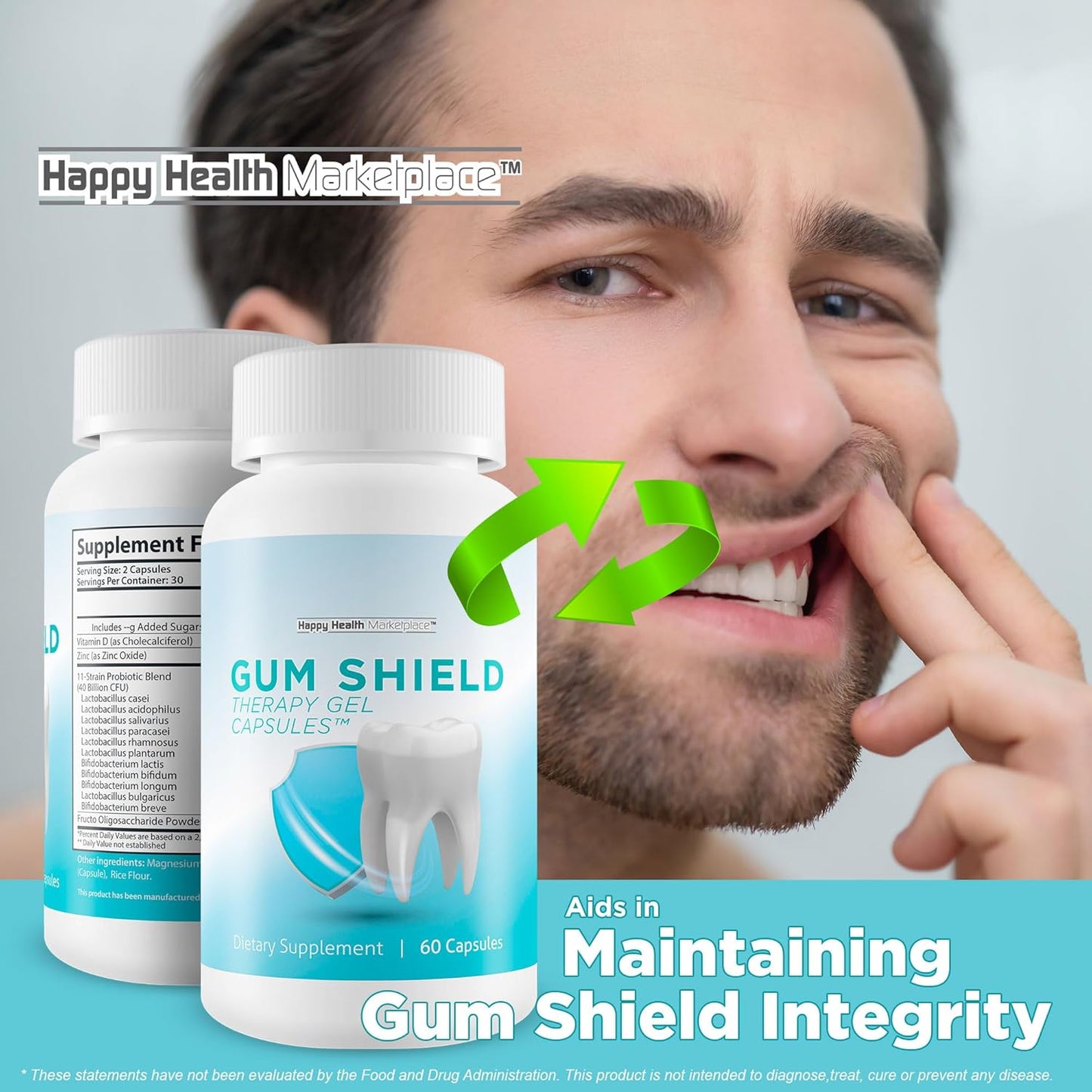 Gum Shield Therapy Gel Capsules | Best Oral Probiotics for Teeth & Gums - Fresh Breath Support
