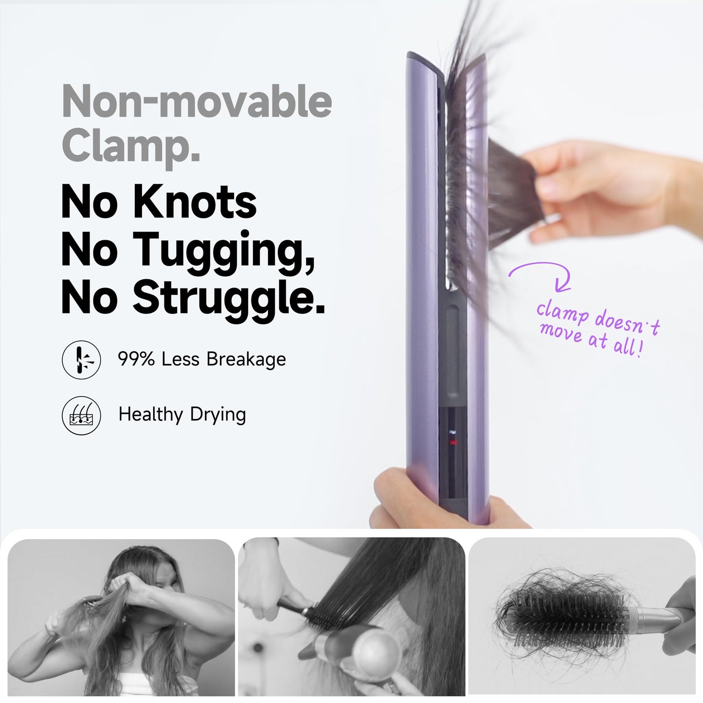 JELLYFISH Hair Dryer and Air Straightener, Blow Dryer Brush Alternative for Long Hair, Clamp-Free Blowout Styler, Air Styling for Healthy Smooth Blowouts,Types 1A–2A