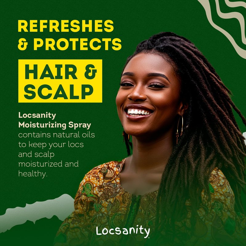 Loc Spray - Locsanity Daily Moisturizing Rosewater & Peppermint Spray for Locs, Dreadlocks - Lightweight Frizz Control Hair & Scalp Moisturizer - Natural Loc Care (32 fl oz)