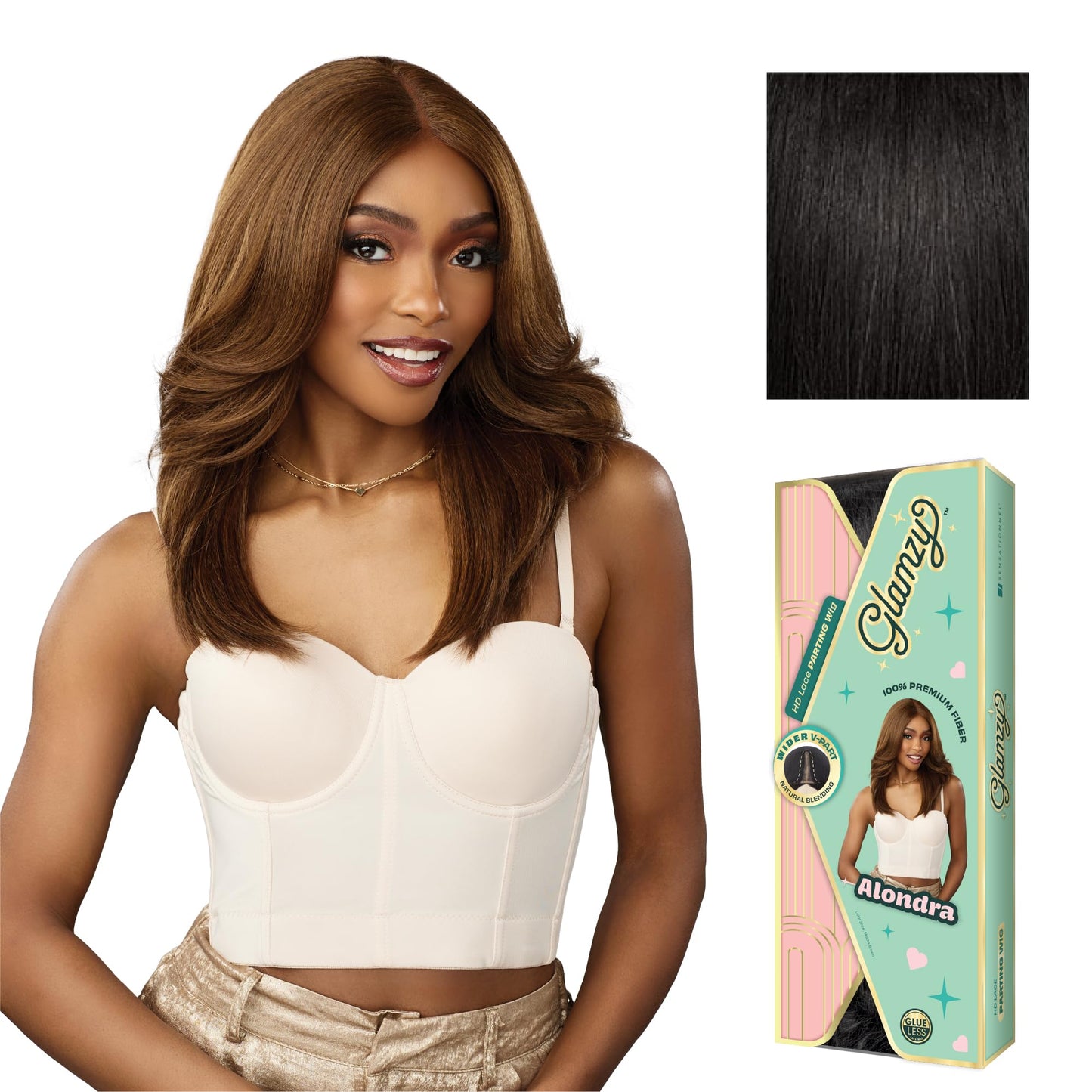 Sensationnel Glamzy Lace Part Wig-Alondra, 1B OFFBLACK