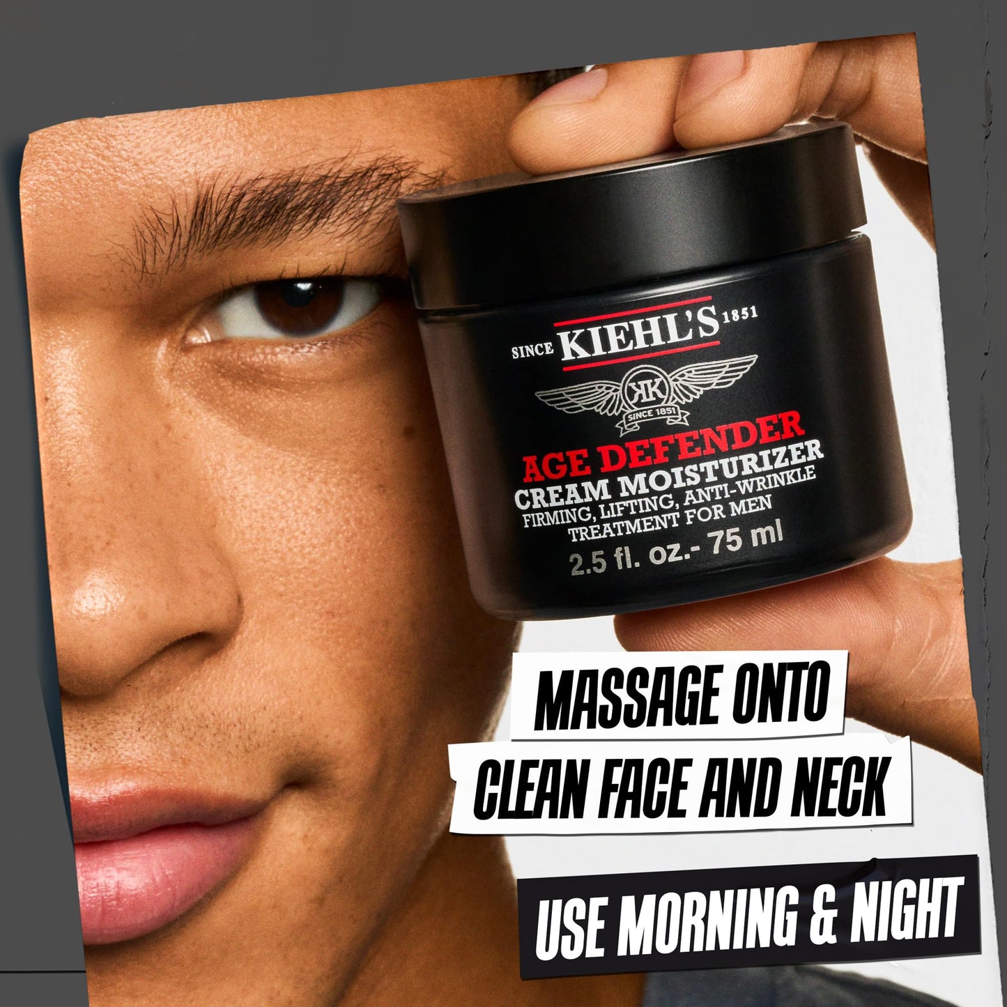 Kiehl's Age Defender Cream Moisturizer, Men's Anti-Aging Face Cream Reduces Fine Lines & Wrinkles, Firms Skin + Exfoliates, Clinically Tested to Lift, Firm, And Minimize Fine Lines & Wrinkles, For Men