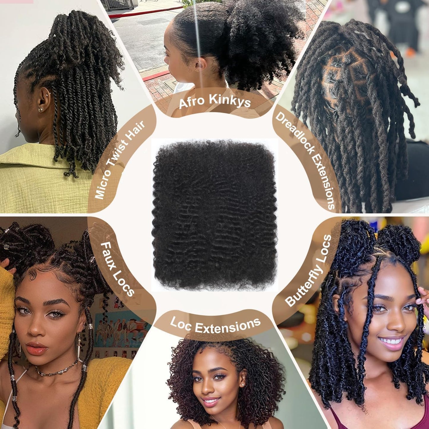 Afro Kinkys Bulk Human Hair 100g 10 Inch Chocolate Brown Afro Kinky Curly Human Hair Bulk for Dreadlock Extensions, Micro Locs, Braiding Twists, Braids and Repair Locs 4#
