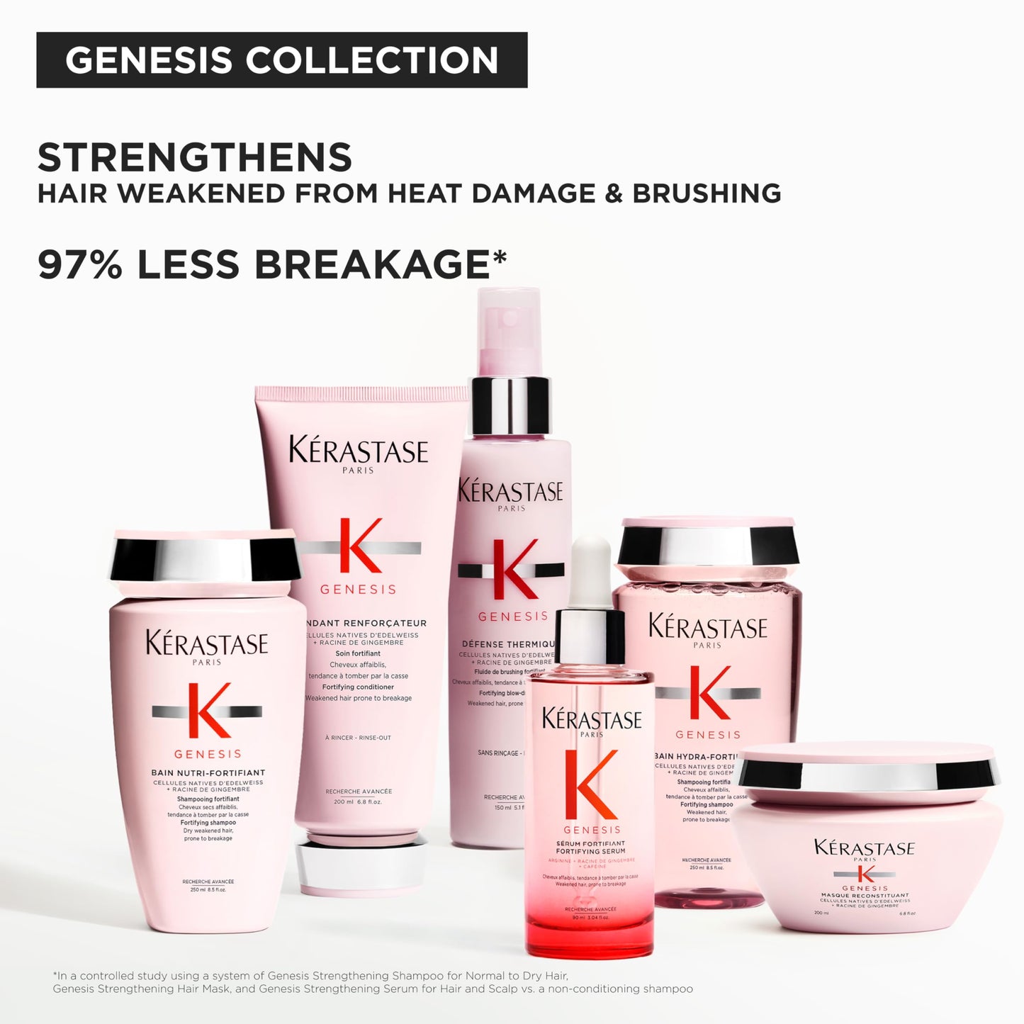 Kerastase Genesis Strengthening Nutri-Fortifiant Shampoo - For Weak or Damaged Hair, Detangles & Hydrates, For Normal to Dry Hair, 16.9 Fl Oz