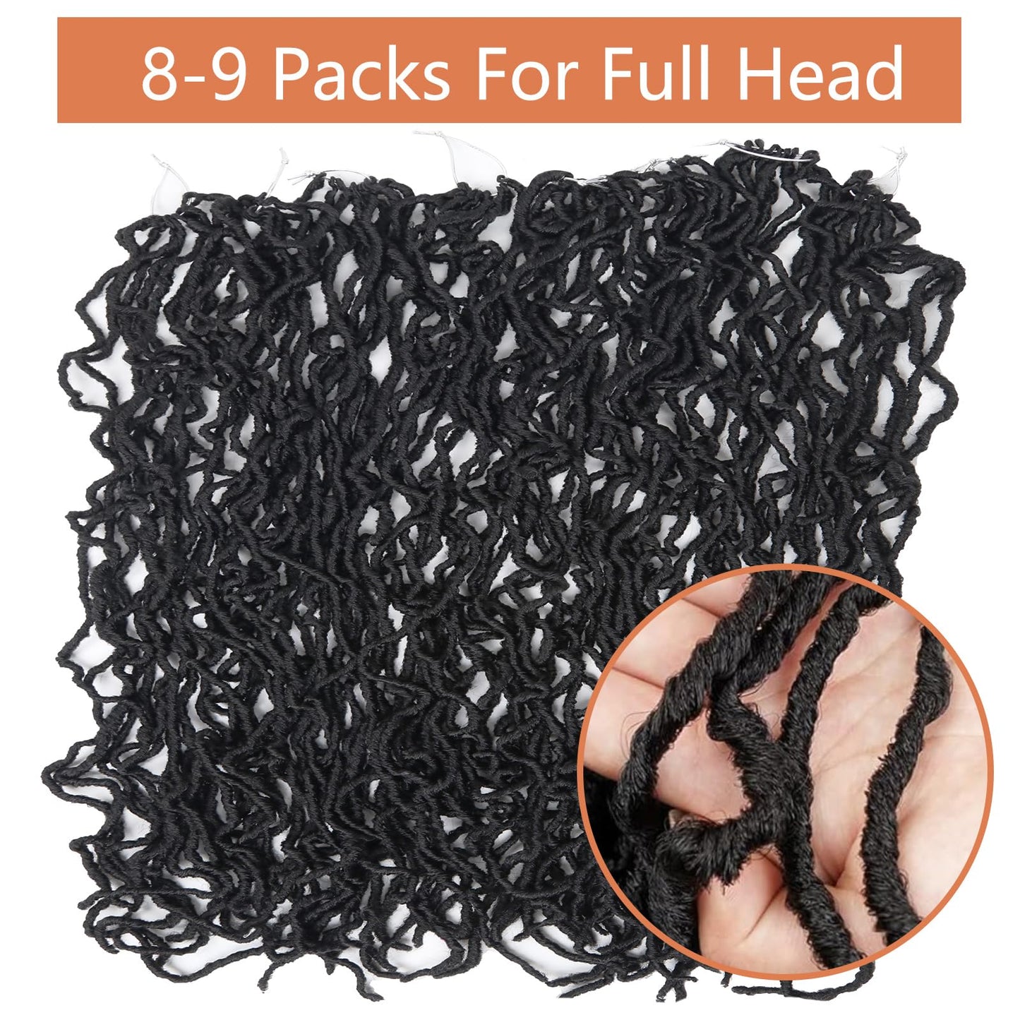 Vemet Soft Locs 30 Inch Synthetic 8 Packs Faux Locs Pre Looped Curly Wavy Crochet Hair For Hair Extensions 1B