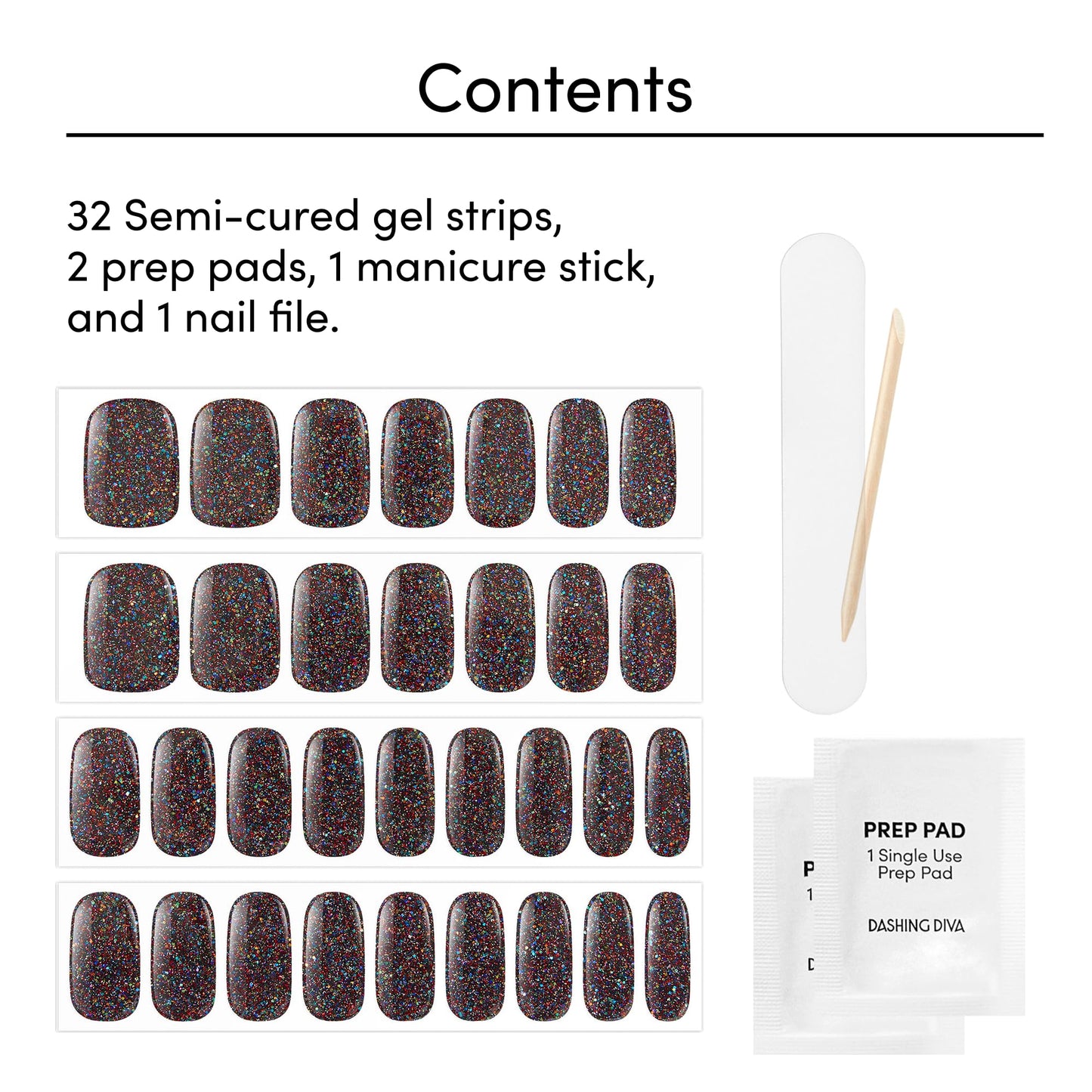 Dashing Diva Glaze Nail Strips - Winter in New York | Works with Any LED Nail Lamp | Long Lasting, Chip Resistant, Gel Nail Strips | 32 Salon Quality Nail Wraps, 2 Prep Pad, 1 Nail File