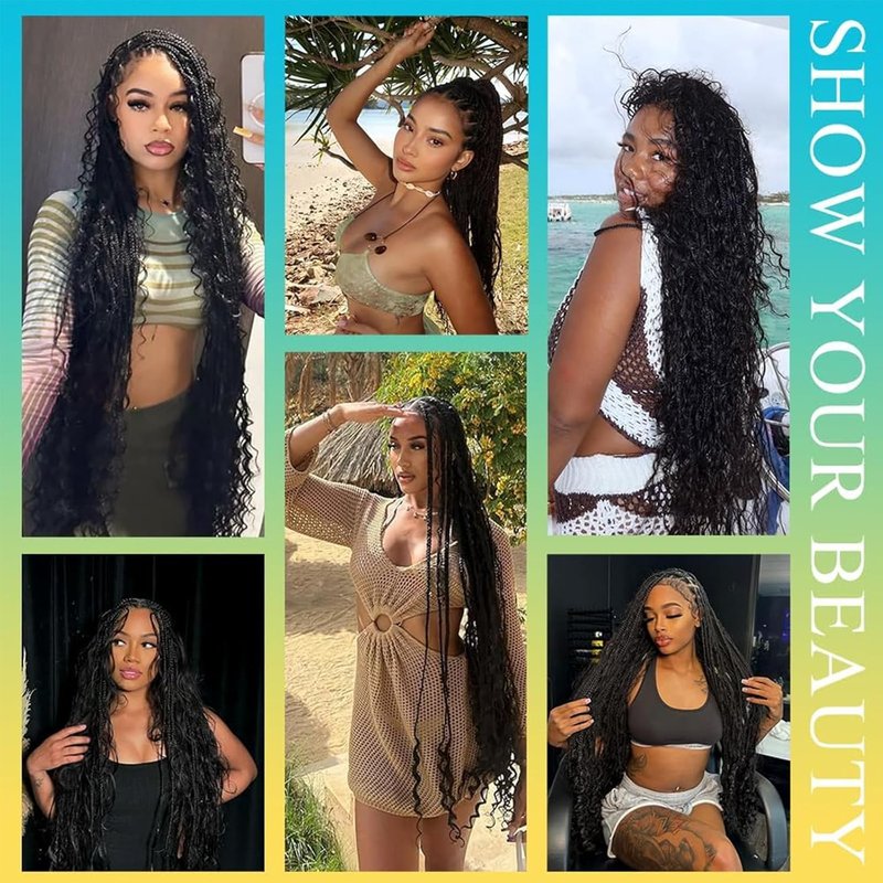 Human Hair for Boho Knotless Braids - 24-Inch Wet & Wavy Braiding Hair, Natural Black, 50g Bundle