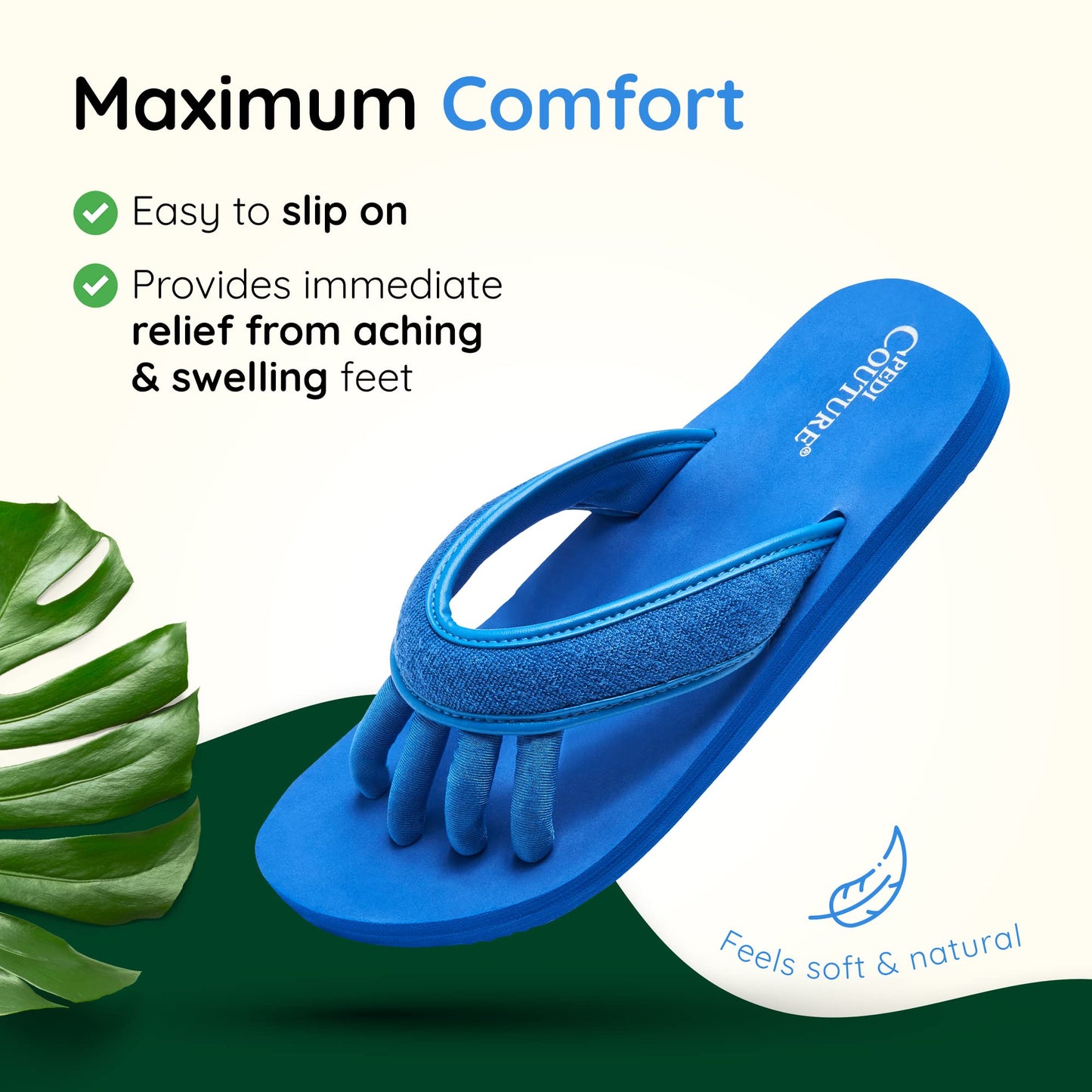 Pedi Couture Pedicure Sandals with Built In Toe Separators for Women - Comfortable Spa Style Flip Flops for Home, Salon, Yoga & Gym Use - Ideal for Nail Drying & Foot Wellness (Navy-S)