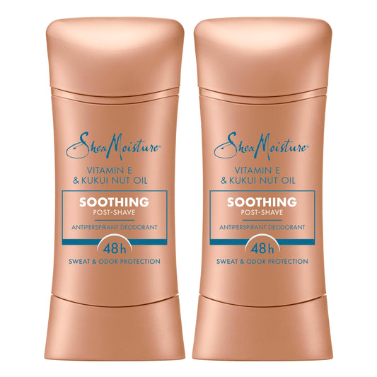 SheaMoisture Antiperspirant Deodorant Stick Soothing Vitamin E & Kukui Nut Oil, 2 count for 48HR Sweat & Odor Protection with No Parabens & No Mineral Oil 2.6 oz