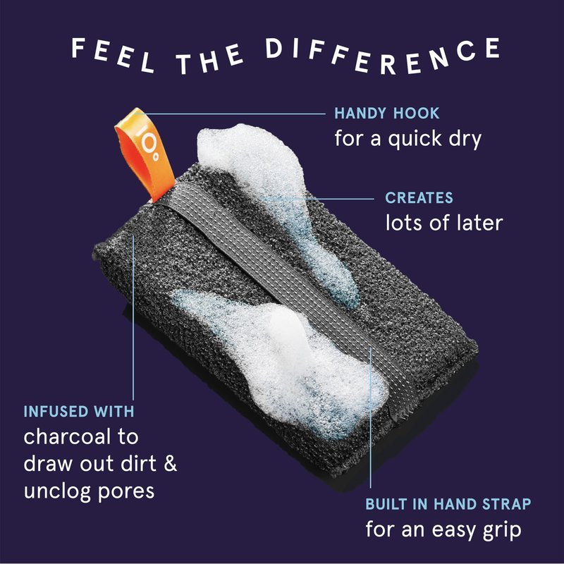 Cleanlogic Detoxify Purifying Charcoal Infused Exfoliating Body Scrubber, Reusable Exfoliator Tool for Smooth and Softer Skin, Daily Skincare Routine, 3 Count Value Pack
