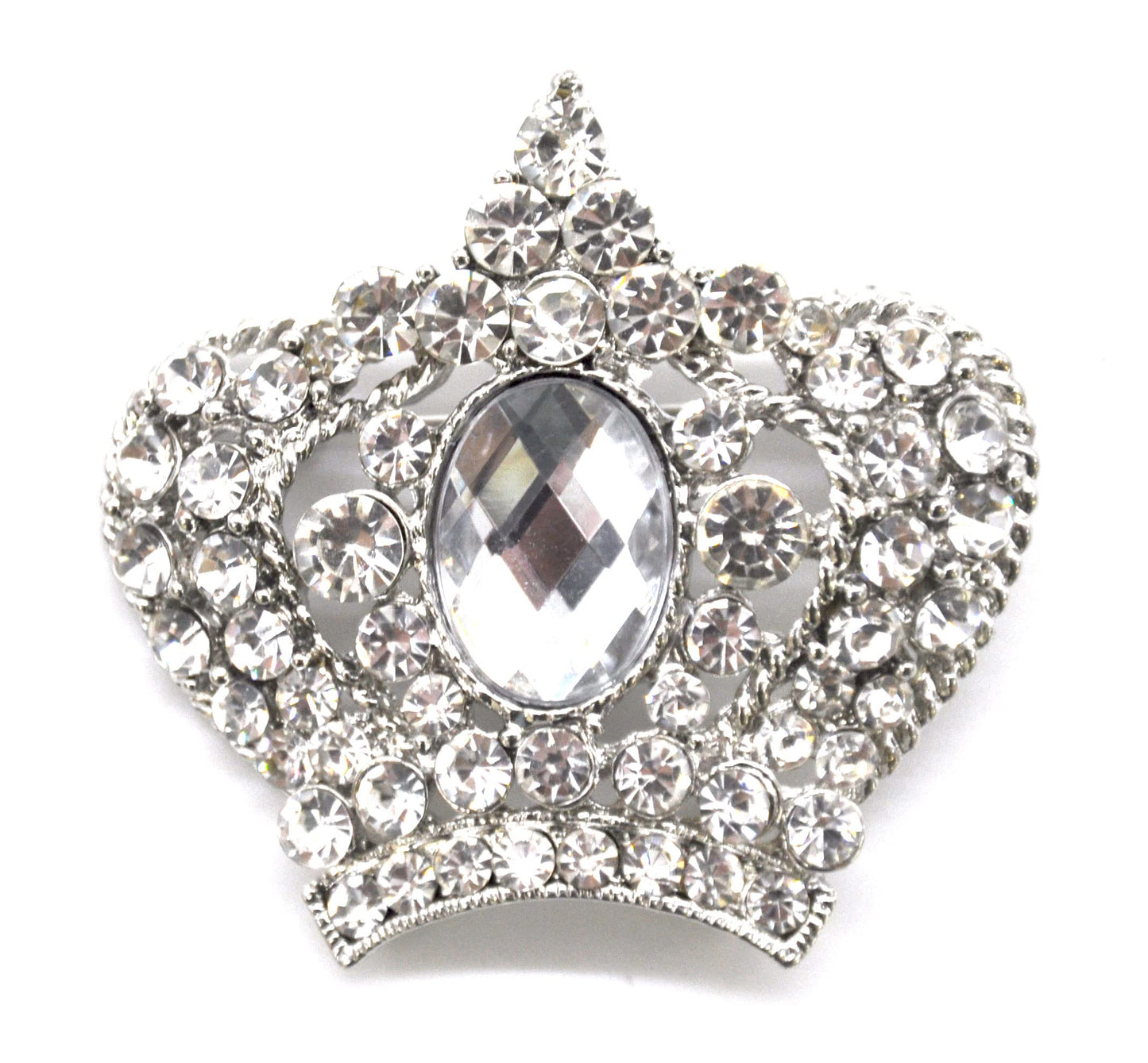 Belagio Enterprises 2 1/2-Inch Crown Rhinestone Brooch | BW-141 Silver