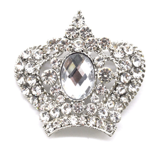Belagio Enterprises 2 1/2-Inch Crown Rhinestone Brooch | BW-141 Silver