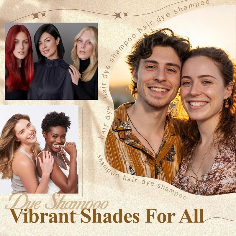 Light Brown Hair Dye Shampoo - 3-in-1 Color Treatment for Gray Coverage | Quick Natural Brown Tint