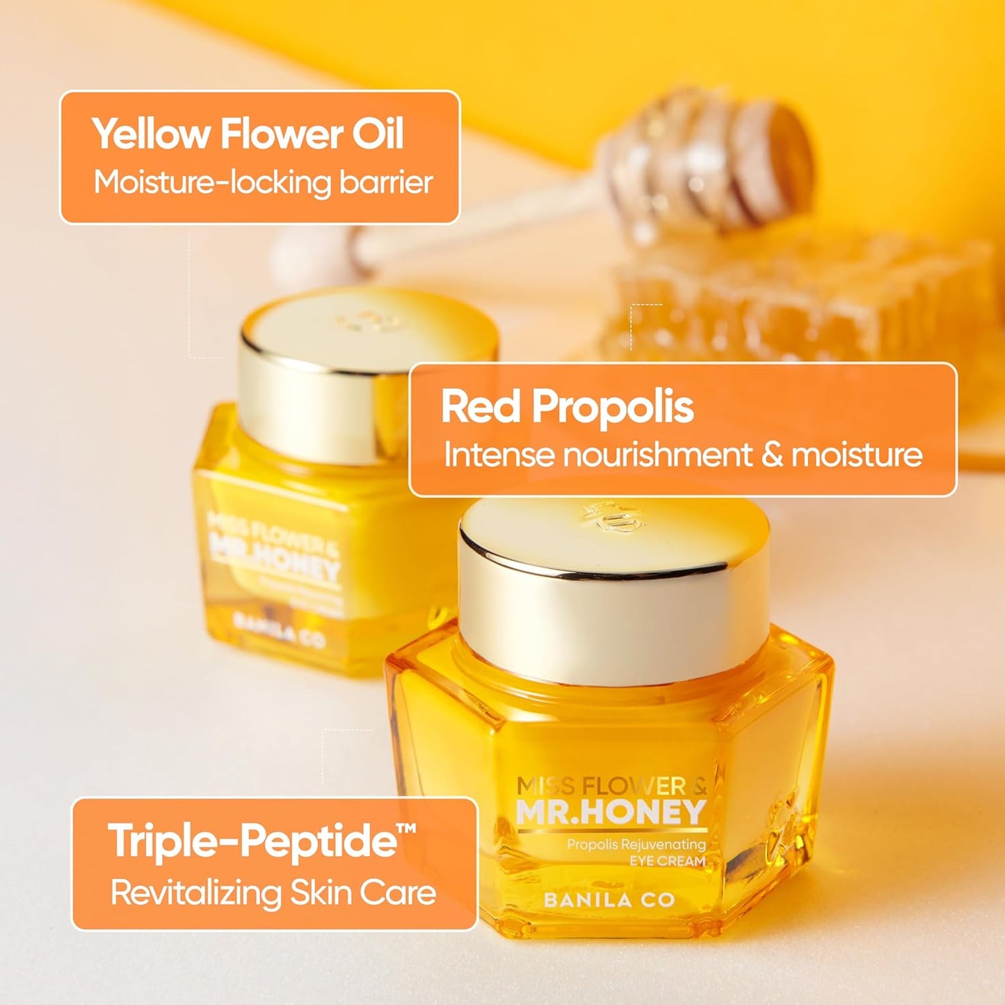 Miss Flower & Mr Honey Propolis Rejuvenating Eye Cream - Nourishing Korean Skincare with Propolis & Royal Jelly | 20 ml