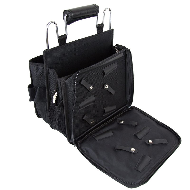 Salon Supply Co Open Hair Stylist Case – Sturdy Metal Frame Hairdresser Bag – Cosmetology Organizer for Hair Stylists – Hair Styling Tool Bag and Storage Organizer