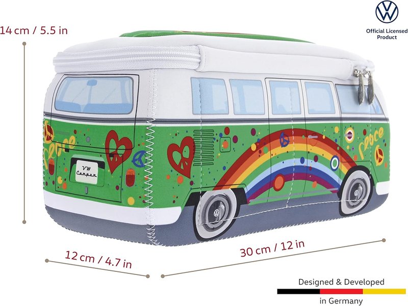 Volkswagen Neoprene Makeup Bag - Universal Toiletry Travel Case | T1 Bus Design