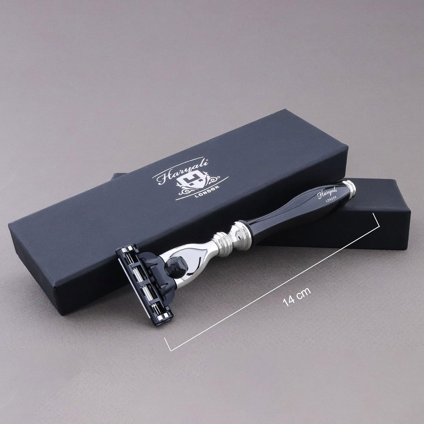 Haryali London 3 Edge Shaving Razor - Black Coated Handle | Beard & Mustache Safety Razor for Men & Women