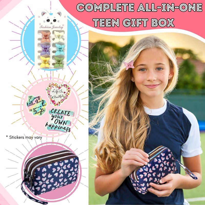 Mark and Lola's Teen Gift Box for Girls with 12 Gifts in one | Curated Tween Trendy Gifts | Birthday Box for Tween Girls, Seasonal Gifts, Reward Gifts, and Thinking of You Gift Box