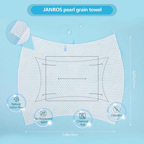 JANORS Disposable Face Towel 240 Count, 100% Cotton Face Towels, XL Thickened Facial Towels, Face Towelettes Disposable For Sensitive Skin, Makeup Remover Wipes, Nursing,Travel