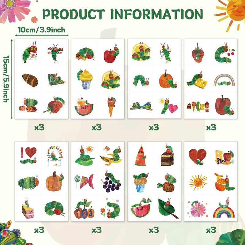 Andi Cppss Hungry Insects Temporary Tattoo - 144PCS Kids Temporary Tattoos for Party Supplies Insect Theme Tattoo Stickers for Kids Cute Animal Tattoos for Classroom Reward Birthday Party Event Decor