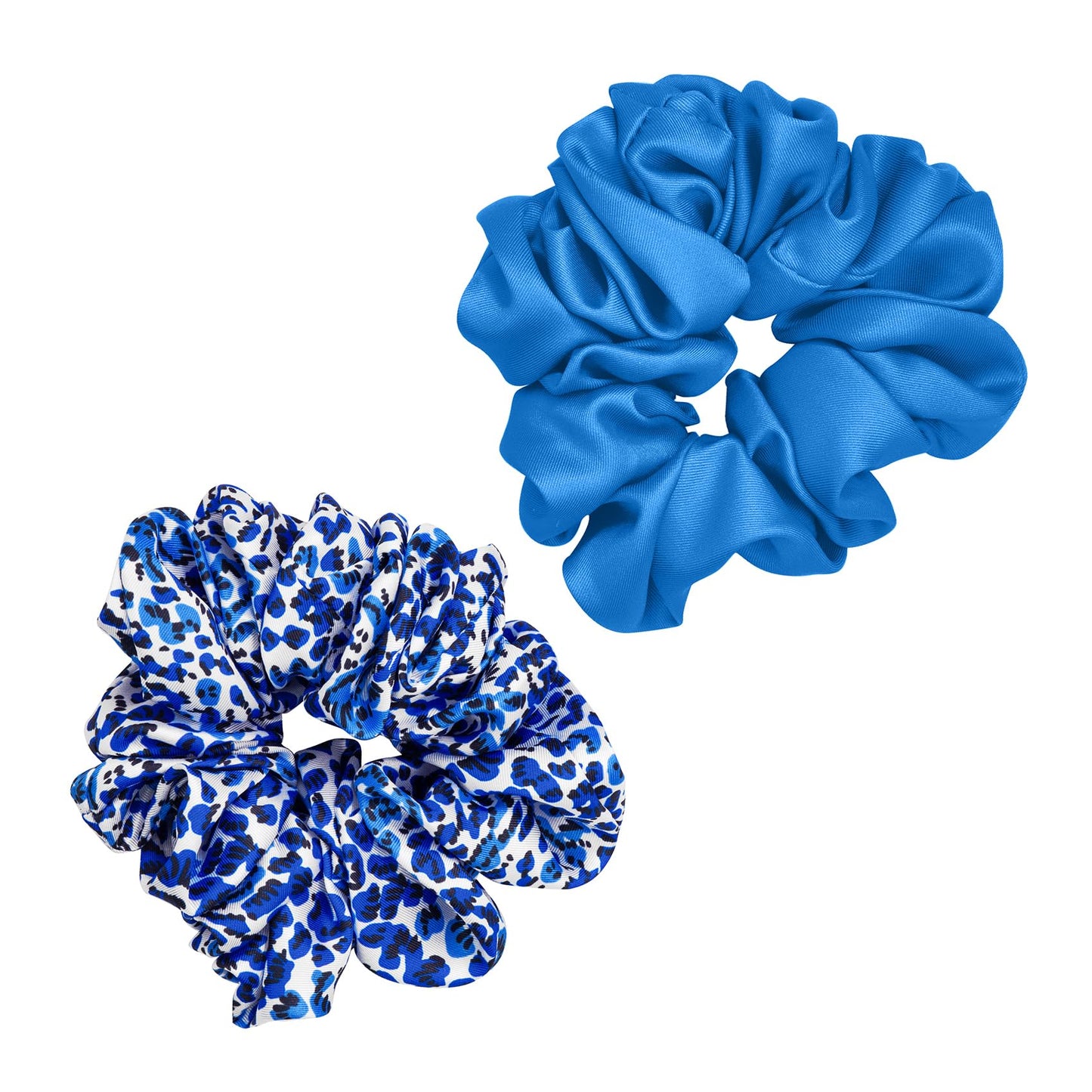Lilly Pulitzer Large Scrunchie Set, 2-Pack Satin Scrunchies, Cute Hair Ties for Women and Girls, Twisted Up/Abaco Blue