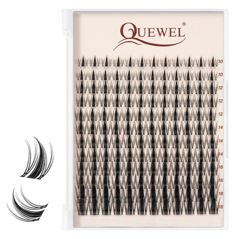 QUEWEL Lash Clusters Kit, 156 PCS Eyelash Clusters Kit D Curl Cluster Lahses Kit Include Mix10-18mm Lash Clusters Lash Bond and Seal Lash Tweezers Lash Cluster Glue Remover(QUBM-MIX10-18)