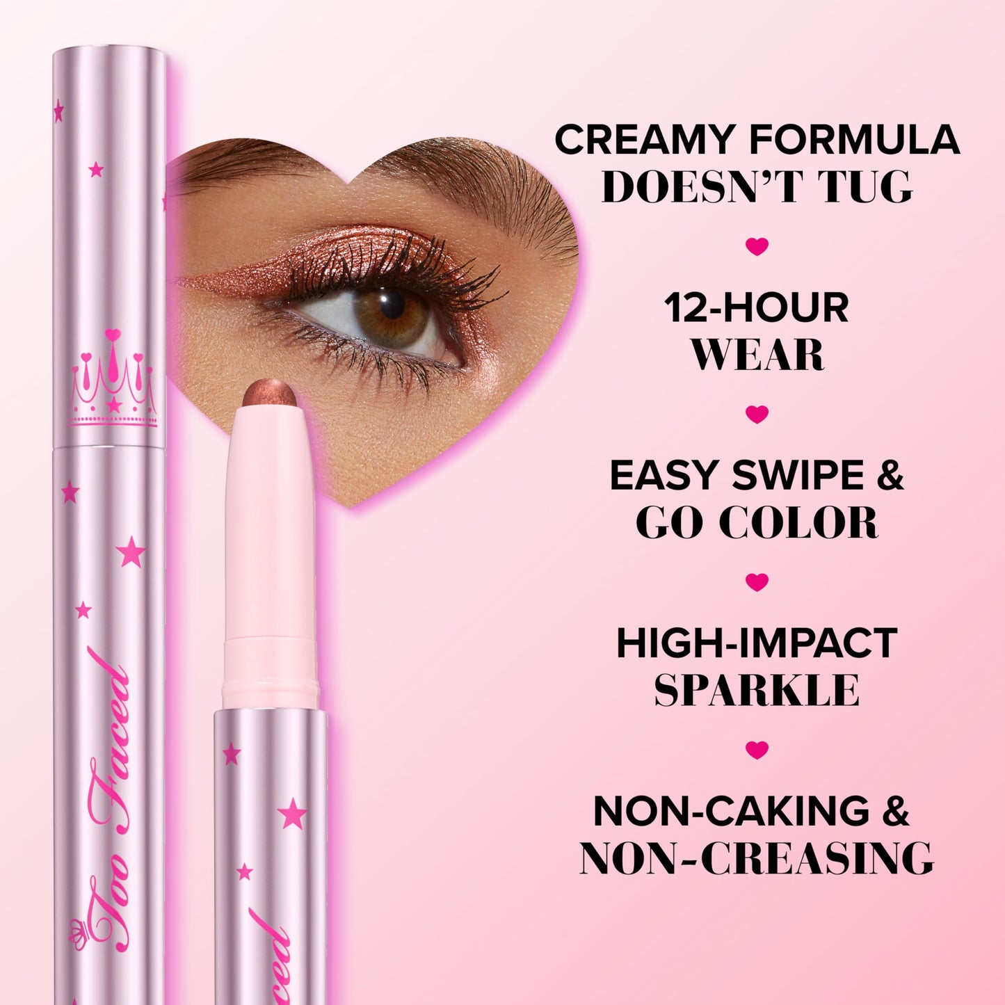 Too Faced Quickie Queen Eye Shadow Sticks | Creamy, Long Wearing + Non-Creasing, High-Impact Sparkle, Fairy Dust