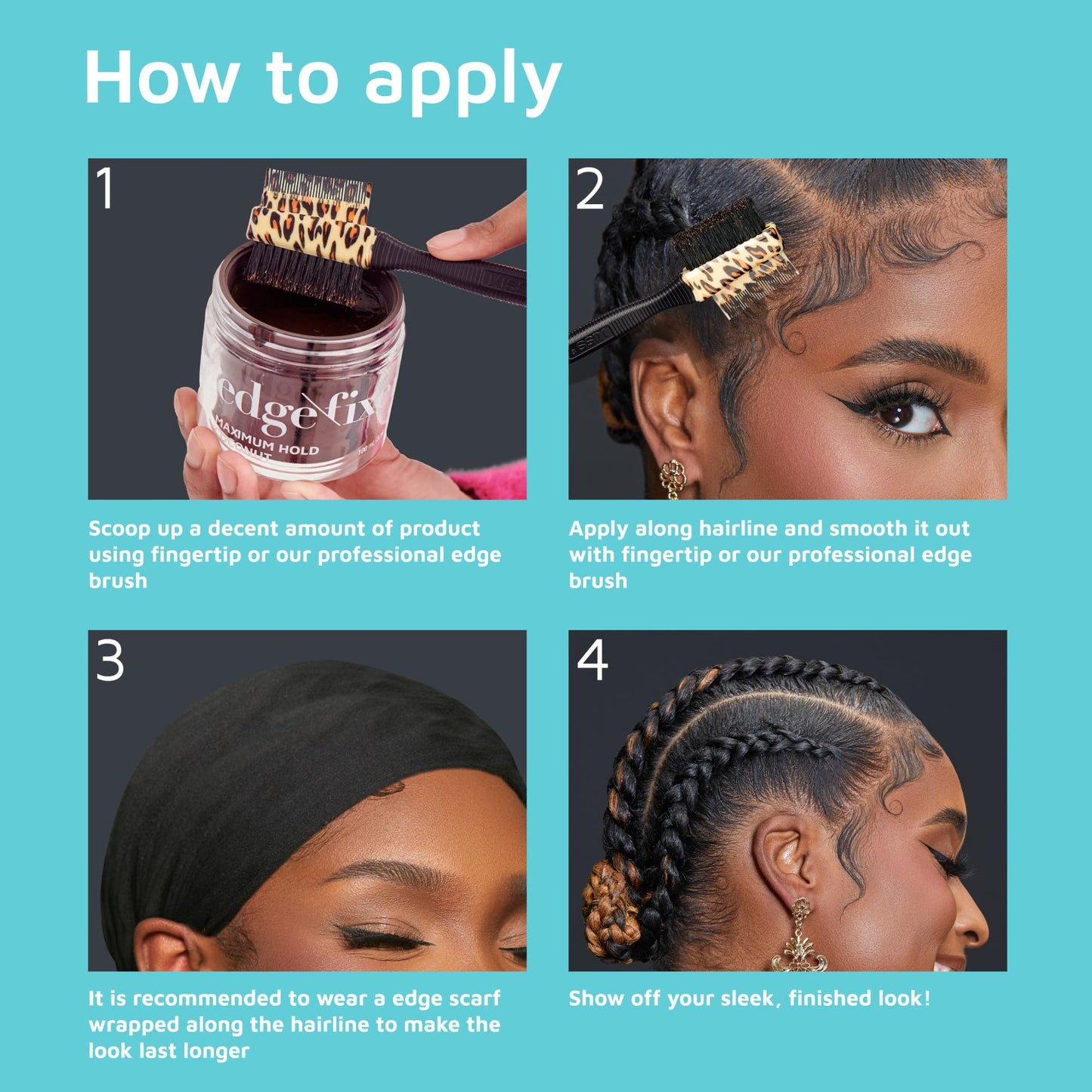 Kiss Colors & Care Maximum Hold Edge Fixer Gel for Curly Hair, Sweet Peach Scent, 1.01 Fl oz/30 ml, Infused with Biotin B7, 24hr Edge Control & Flyaway Hair Tamer, Non-Flaking, Non-Greasy Styling Gel