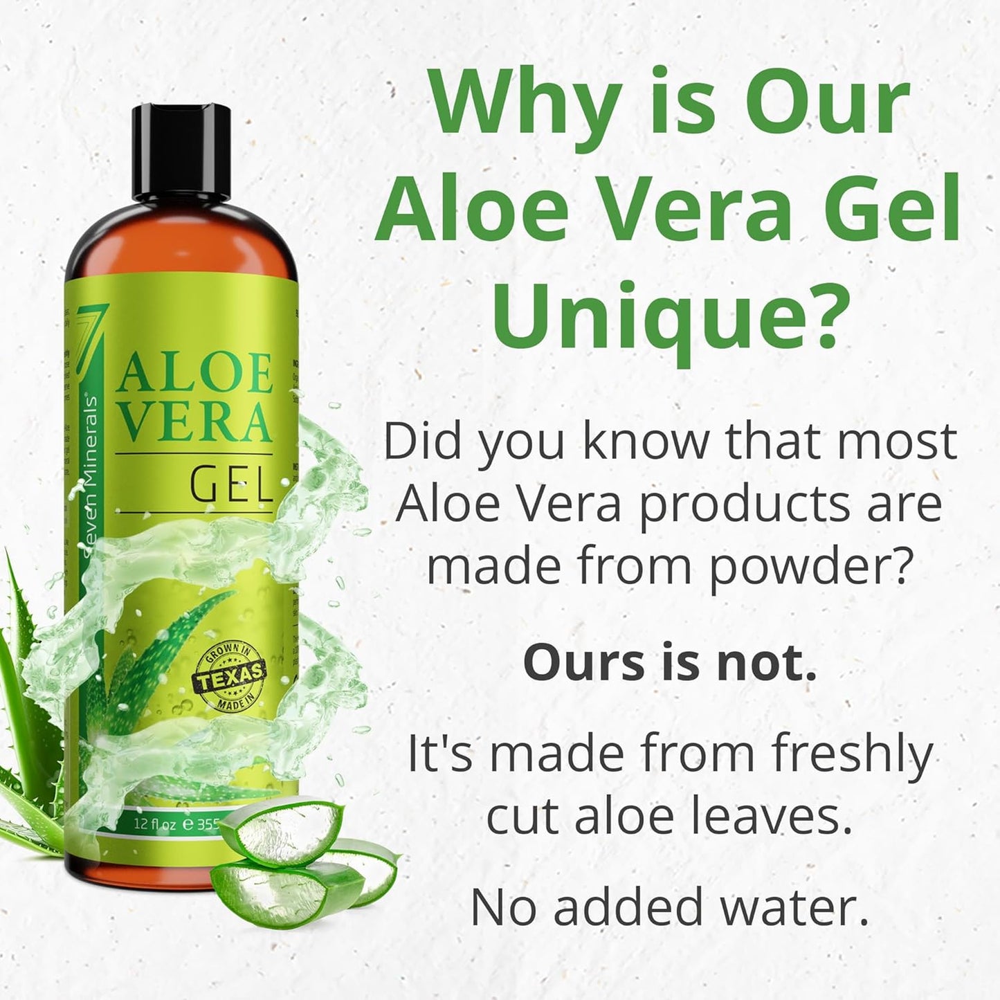Organic Aloe Vera Gel - 100% Pure, Vegan, Unscented - 12oz for Face, Skin, Hair & Sunburn Relief