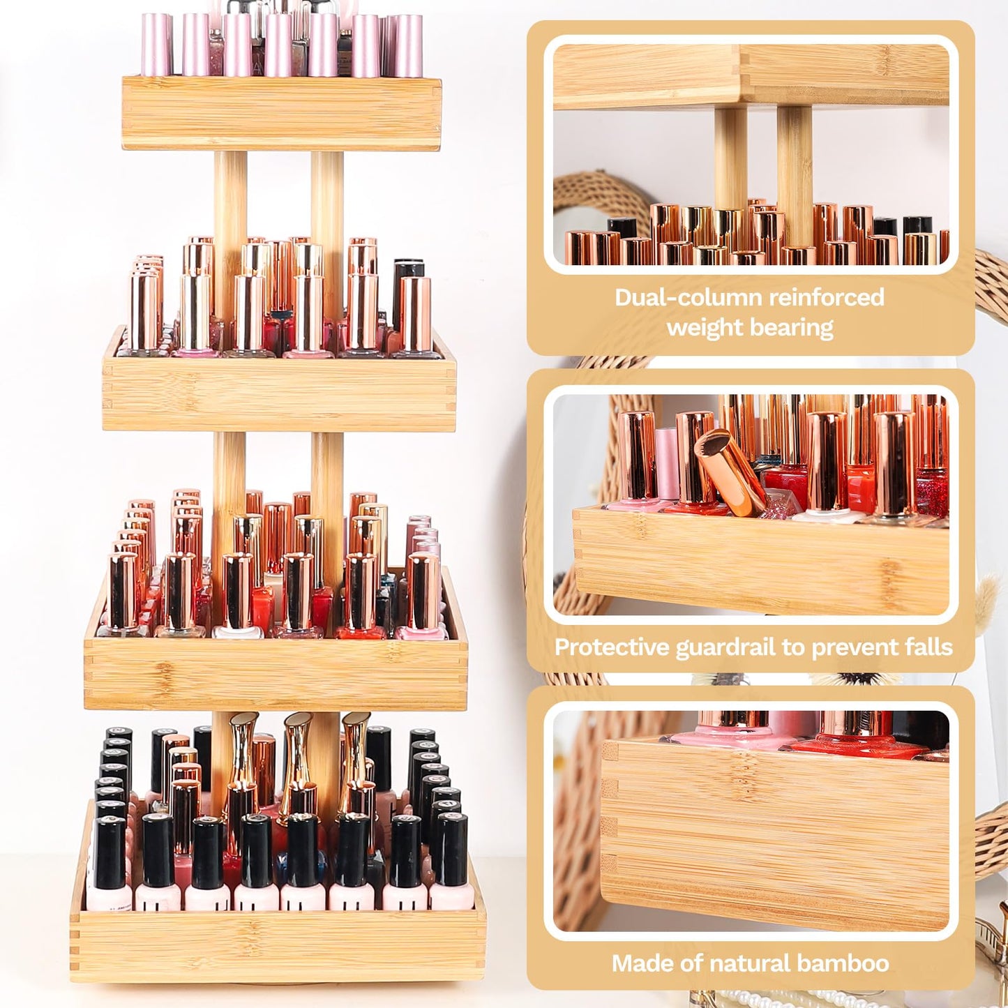 Homde Nail Polish Organizer for Women: Rotating Rack Holds 120-212 Bottles