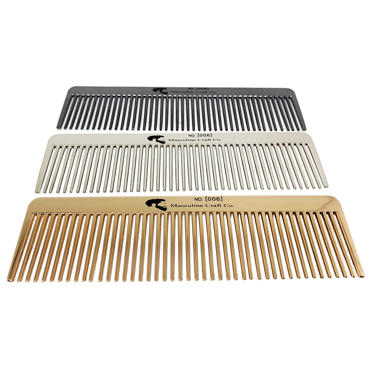 Masculine Craft Gunmetal Beard Comb | Anti Static Fine to Medium Metal Hair Comb for Men | Heavy Duty Professional Beard Grooming Comb (Gunmetal)