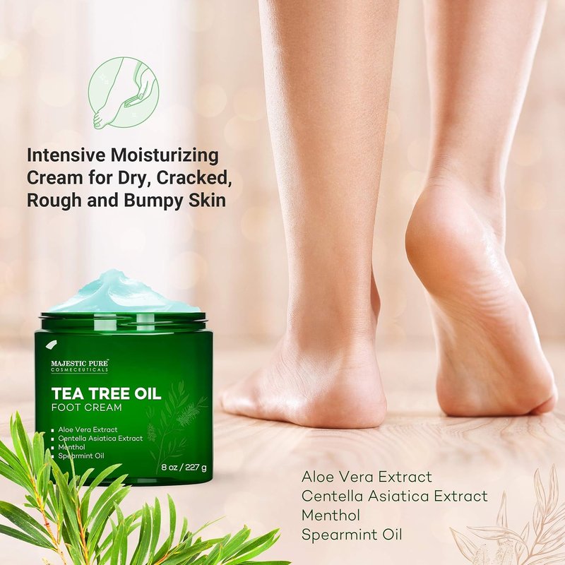 Tea Tree Foot Cream & Orange Scrub Bundle - 8 oz & 10 oz | Moisturizing & Exfoliating