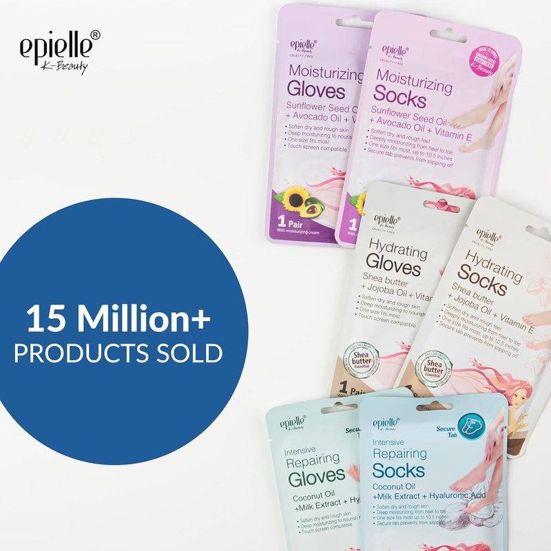 Intensive Repairing Hand Mask - Deep Moisturizing Gloves with Coconut Oil & Milk Extract | 6 Pairs for Soft, Smooth Skin