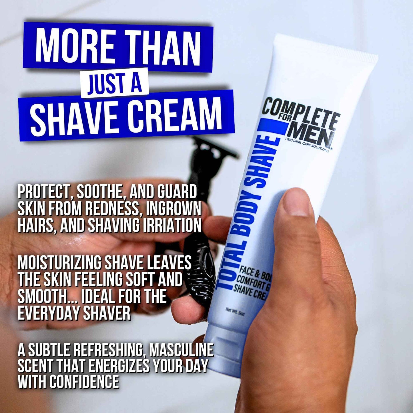 COMPLETE FOR MEN - Sensitive Skin Shaving Cream, Face and Body Shaving Cream, Comfy Body Glide, Irritation Free Shave, Protect from Razor Burn, Everyday Shave Cream for Men