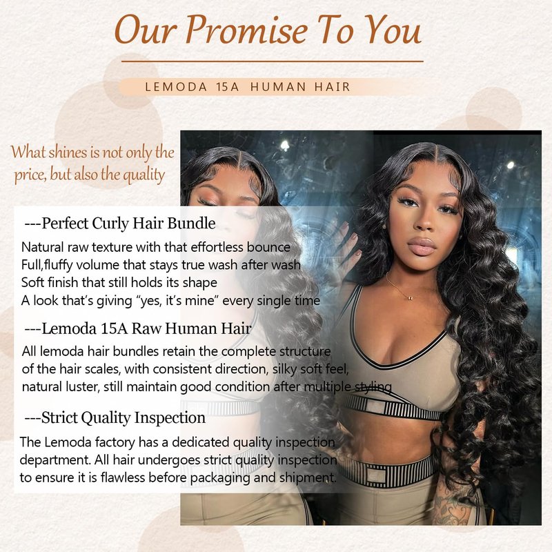 Lemoda Burmese Deep Wave Bundles Human Hair 16 Inch 100% Unprocessed Raw Human Hair Loose Deep Wave Bundles Extensions 15A Raw Burmese Curly Bundles Natural Color