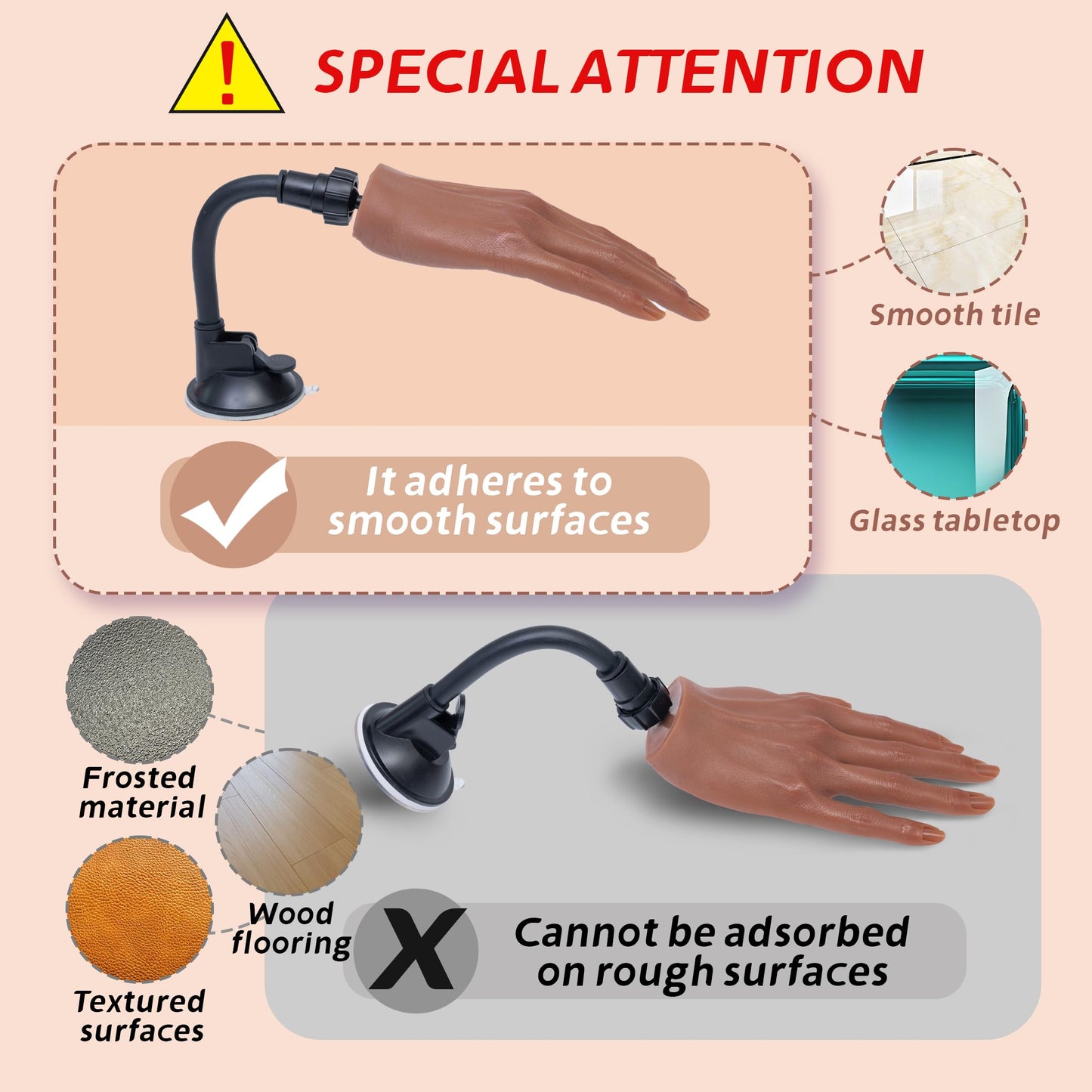 Veikmv Practice Hand for Acrylic Nails,Realistic Silicone Mannequin with Flexible Adjustable Fingers for Acrylic Nails,Gel Polish Training,Professional Nail Art Beginner Kit