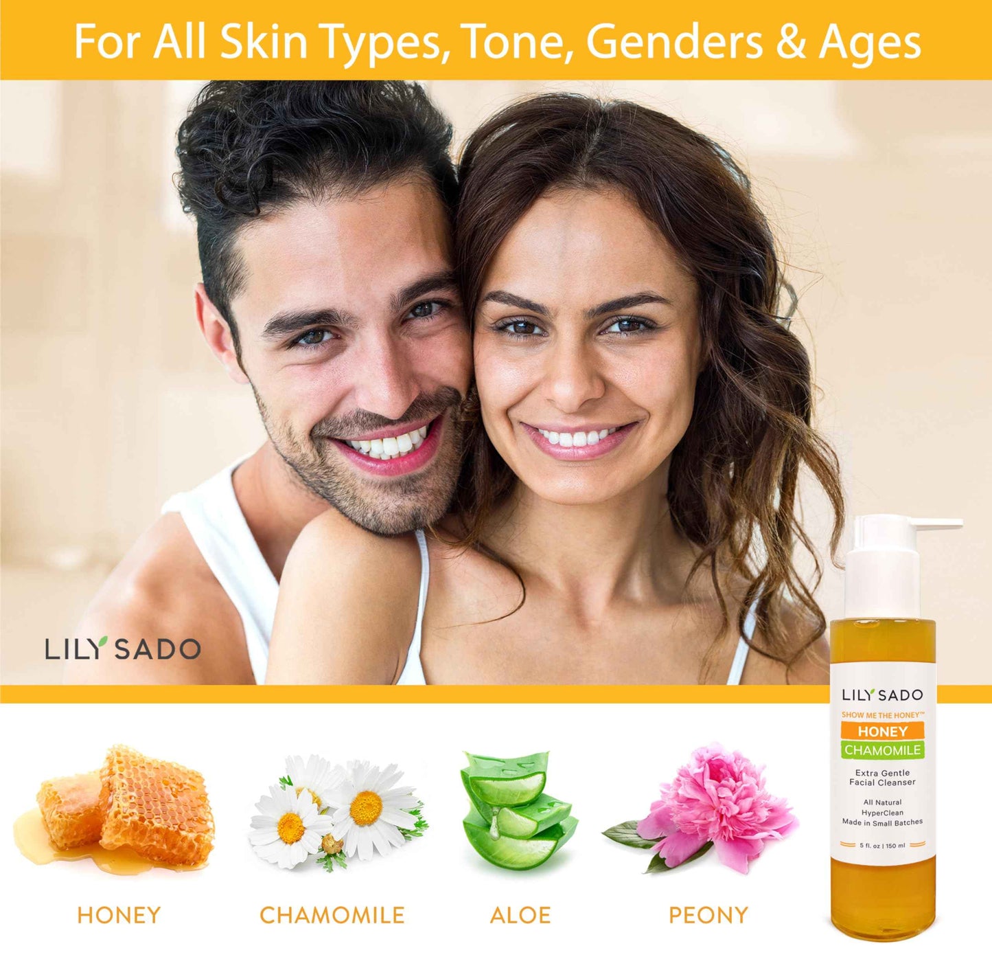 LILY SADO SHOW ME THE HONEY™ Extra Gentle Face Cleanser - Natural, Cruelty-Free Facial Wash Cleanses, Balances & Soothes - Reduces Pores & Blackheads - 5oz